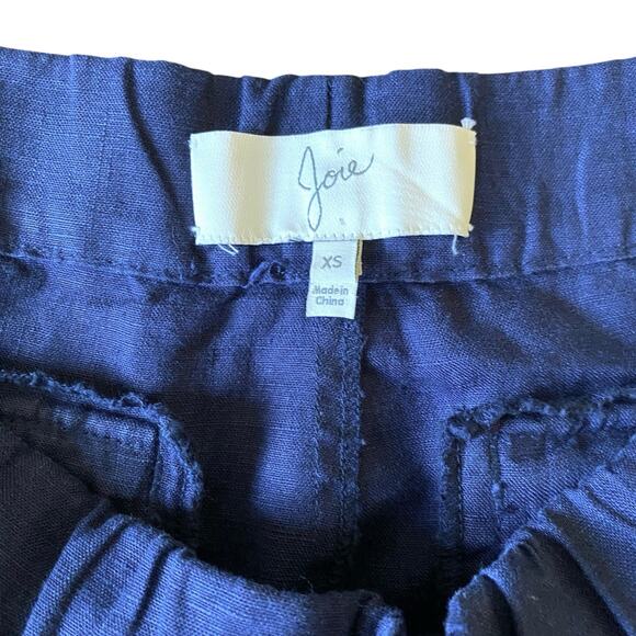 Joie Stuva Linen Joggers Pants Sz XS Navy Blue Relax Fit Pull On Drawstring - Picture 8 of 10